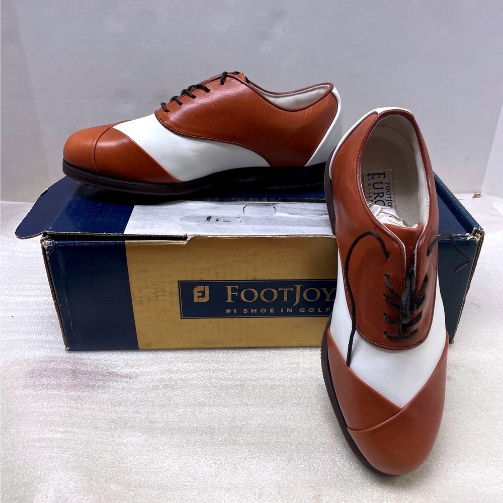 FootJoy Europa Collection Women 7M Golf Shoes Brown White Leather 99006 NIB